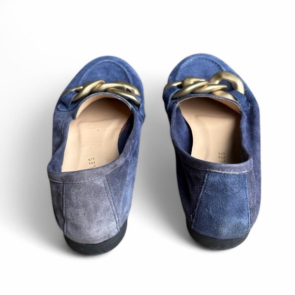BEAUTIISOLES BY ROBYN SHREIBER gina leather loafer in navy suede